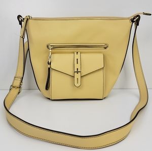 Liz Claiborne Crossbody Bag Purse Tote Yellow Faux Leather